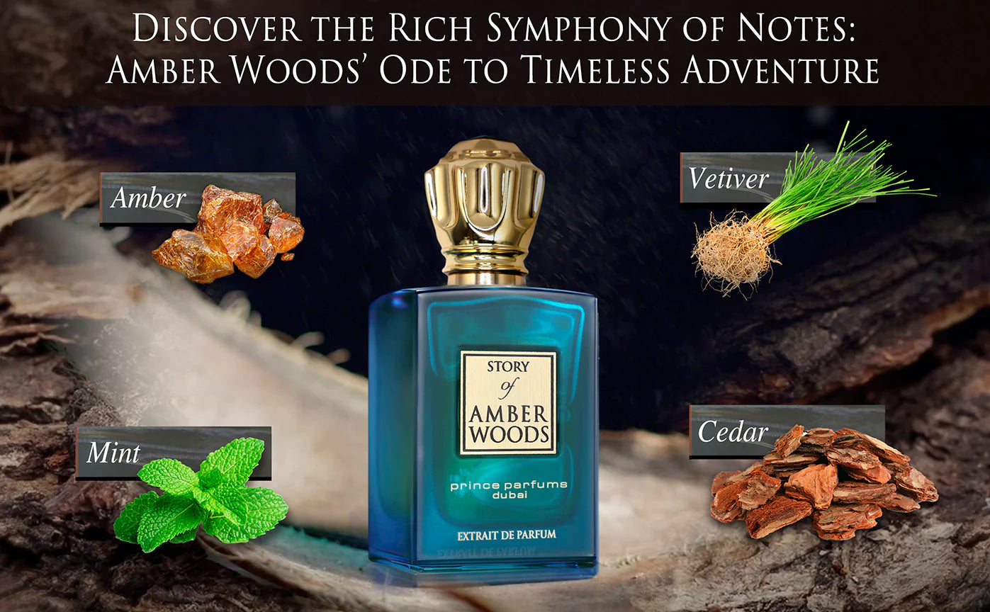 DECANT/ATOMIZER 0.5oz/15ml PRINCE PARFUME DUBAI STORY OF AMBER WOODS EXTRAIT DE PARFUM