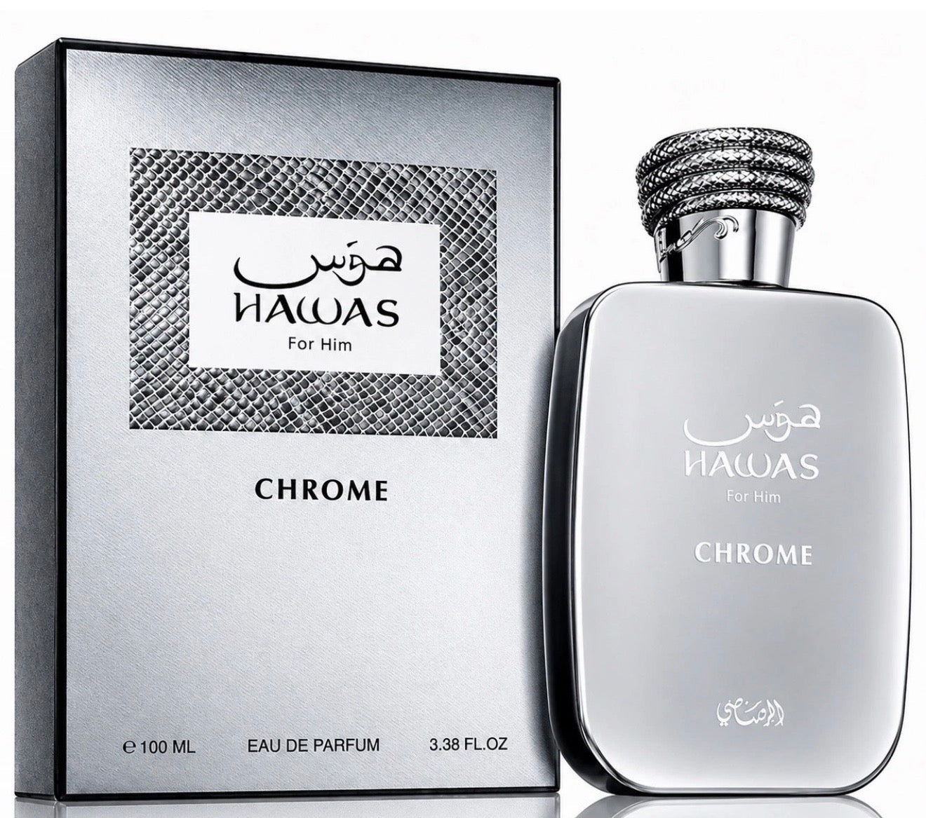HAWAS for Him CHROME by Rasasi 3.38 oz. Eau de Parfum Spray for Men. Brand New