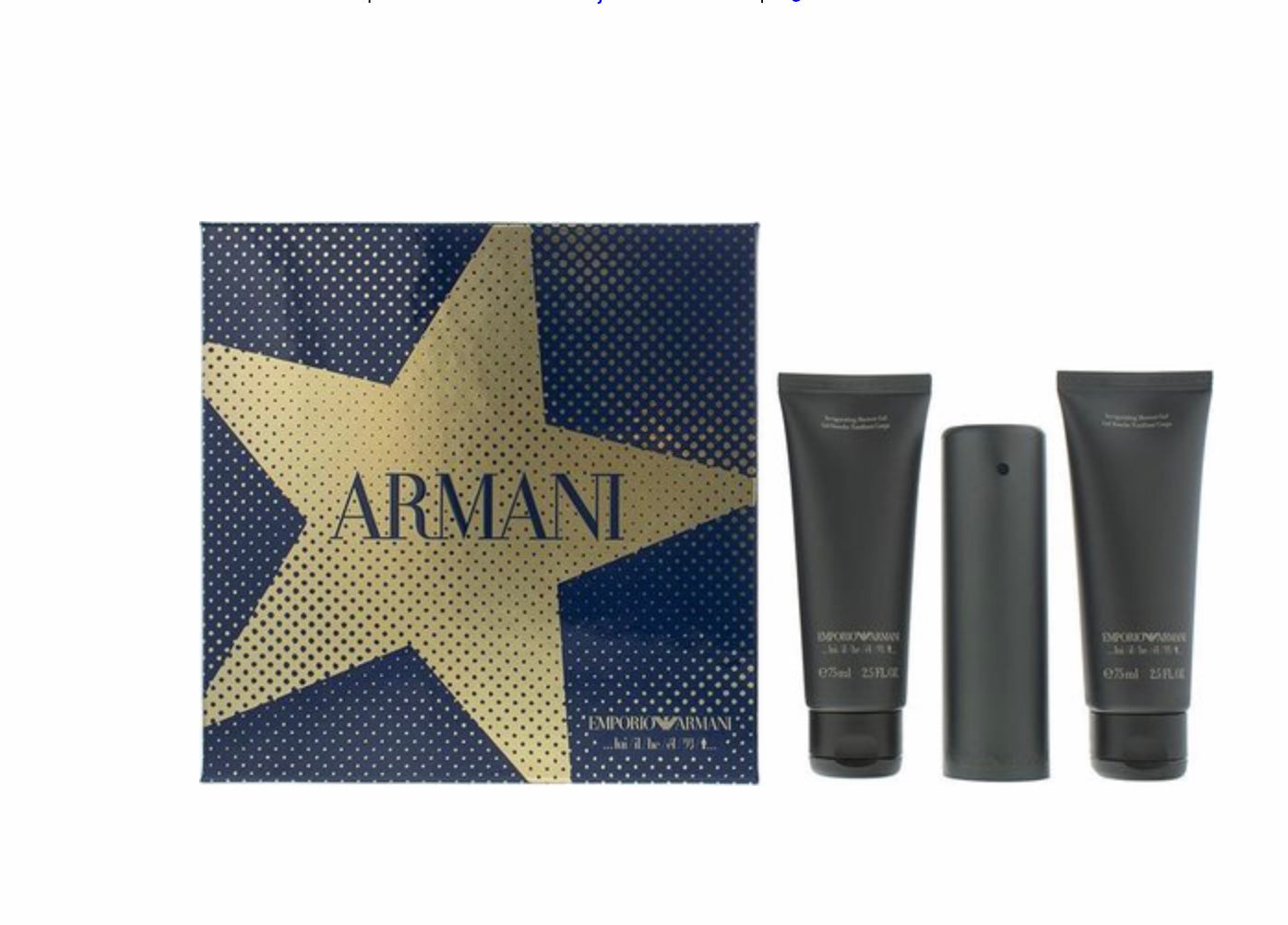 Emporio Armani He Eau de Toilette 3 piece set includes ( 1.7 oz EDT spray + 2.5 oz Invigorating Shower gel 2 pcs ) for Men