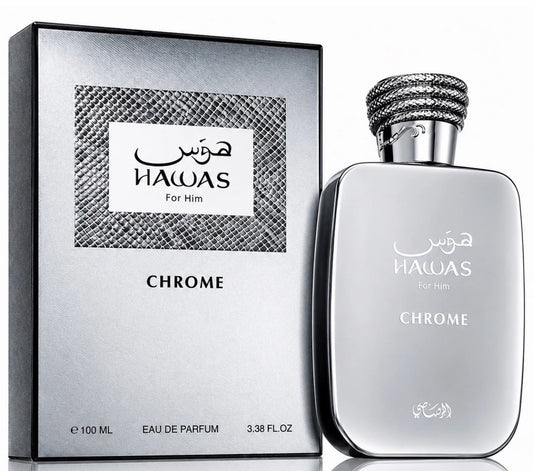 Rasasi HAWAS for Him CHROME 3.38 oz. Eau de Parfum Spray for Men. Brand New
